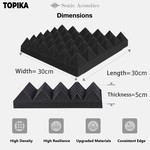 Self-Adhesive Sound Proof Foam Panels, 30x30x5cm, 6/12pack