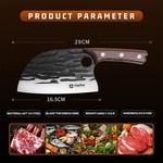 Topika Forged Chef Cleaver Knife, Damascus-Style Butcher Knife with Sheath