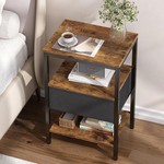Topika - Night Stand for Bedside,Nightstand Bedside Table w/ Storage Shelve