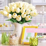 Topika Artificial Flowers 30pcs Real Touch Tulip Bouquet Home Decor
