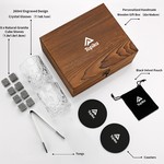 Topika Whiskey Gift Set for Men - 2 Glasses, 8 Whiskey Stones & Wooden Box