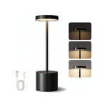 Topika - Cordless Rechargeable LED Table Lamp, Touch Dimmable 34cm, Black