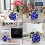Topika Battery Powered Twin Bell Alarm Clock, Loud Ring Retro Metal Clock