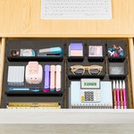 Topika - 25 Piece Drawer Organiser Trays, Clear Black Storage Bins