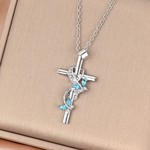 Elegant Christian Cross Butterfly Pendant Silver Plated Necklace - FDJC1