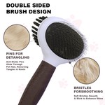 TopikaPet - Double-Sided Dog Slicker Brush, Grooming, Shedding & Detangling