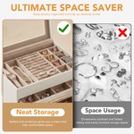 Topika Jewellery Box for Women with 12 Grid Drawer, Dust-Proof Organizer