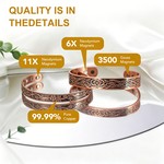 Topika Copper Bracelet for Women, Magnetic Viking Cuff 2 Pieces