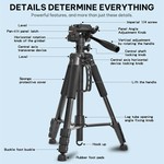 Topika Multifunction Tripod Camera Monopods Extended length 57.5-183cm