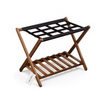 TopikaHome - Bamboo Luggage Rack with Storage Shelf Folding Suitcase Stand