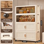 Topika - Folding Storage Cabinet, 4 Layer Foldable Organizer With Wheels