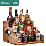 Topika 3 Tier Liquor Bottle Shelf, Bar Cabinet Wine Rack, Retro Display