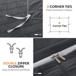 Topika Seersucker Bedding Set With Duvet Cover & Fitted Sheet, Grey
