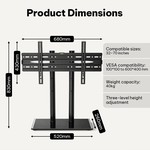 Topika Universal TV Mount Stand With Tempered Glass Base For 32-70" TVs