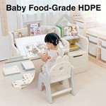 Height Adjustable Ergonomic Kid Study Desk Chair Book Stand Storage Cabinet