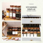 Topika - Spice Jars Glass Set 27pcs with Walnut Lids,Funnel,Grinder,Labels