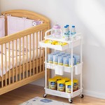 Topika - Rolling Storage Cart, Plastic Rolling Storage 3 Tier with Drawer