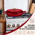 Topika - 30 Cm Cast Iron Pot,Red Enamelled Casserole Braiser With Lid,3.5 L