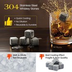 Topika - Whiskey Stones Set, Reusable Ice Cubes, Metal Ice Rocks Gift