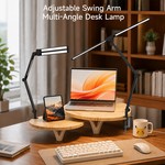 Topika LED Desk Lamp with Clamp, 2+1 Light Bar, Remote & Touch Control