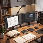 Topika LED Desk Lamp with Clamp, 2+1 Light Bar, Remote & Touch Control