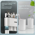Topika 3 Cup Wall-Mounted Toothbrush Holder, Automatic Toothpaste Dispenser