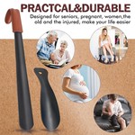 Topika - Shoe Horn Long Handled Metal ShoeHorn Set for Home and Travel Use