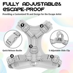 Escape Proof Cat Harness for Walking and Safety, Adjustable Soft Fabric M