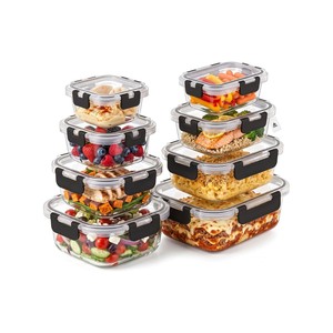 Topika 8pcs Borosilicate Glass Food Storage Containers With Airtight Lids