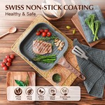 Topika Non-stick Grill Pan, 24/28cm Square Griddle Pan with Pour Spouts