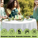 Topika Round Table Cloth - 12 Piece Disposable White Tablecloths for Table