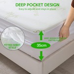 Topika Mattress Protector Waterproof Bamboo Fitted Sheet, Deep Pocket Cover