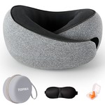 Topika Travel Neck Pillow Memory Foam - Compact U-Shape for Aeroplane Sleep