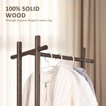 Topika - Wood Garment Rack Clothes Stand With 3 Shelves & Smooth Castors