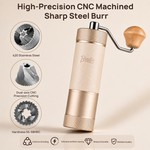 Bincoo - Manual Coffee Grinder Hand Grinder, 6-Setting Portable Coffee Mill