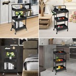Topika - Rolling Storage Cart,Foldable Utility Metal Trolley for Home Decor