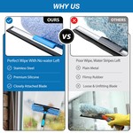 Topika - Window Squeegee Cleaner Tool 176cm with 3-in-1 Cleaning Heads