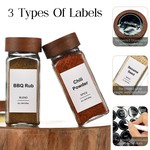 Topika - Spice Jars Glass Set 27pcs with Walnut Lids,Funnel,Grinder,Labels