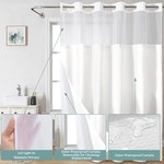Topika Fabric Shower Curtain 180x200cm with Snap Liner, No Hooks Needed
