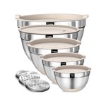 Topika-Mixing Bowls with Lids,Stainless Steel Bowl and Graters w/ Container