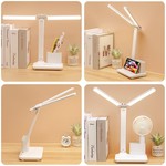 Topika - LED Desk Lamp, Rechargeable Dimmable Study Light With Phone Holder