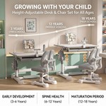 Topika Height Adjustable Kids Study Desk and Chair Set with LED Light