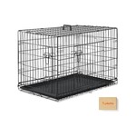 Topika-Foldable Double Door Dog Cage 92.7cm Metal Dog Crate for Large Dog