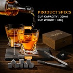 Topika Whiskey Stones And Glass Gift Set With Sculpted Crystal Tumblers