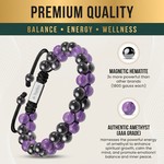 Topika Amethyst Bracelet, 6mm Magnetic Hematite for Men & Women 2 Pack