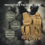 Topika Tactical Vest 600D Polyester Adjustable Training Vest Khaki