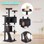 TopikaPet - 135cm Large Cat Tree Tower with Scratching Posts & Playhouse