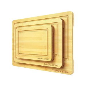Topika - Bamboo Kitchen Cutting Boards Set, 3 Piece Wooden Chopping Boards