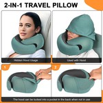 Topika Travel Pillow With Hoodie Memory Foam Hoodie Neck Pillow Black/Green