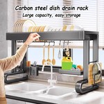 Topika Over The Sink Dish Drying Rack & Thickened Carbon Steel Support